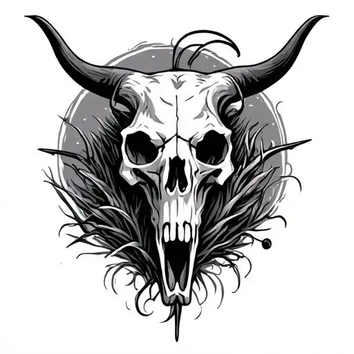 Fishing Hunting Skull Bull Skull