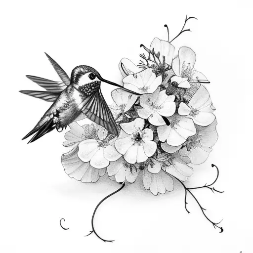 Honeysuckle With Hummingbird