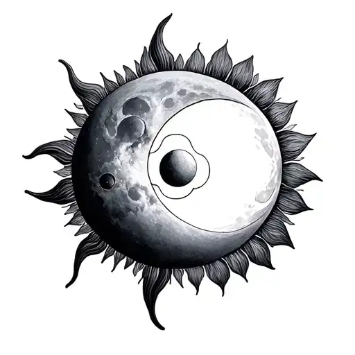 Sun And Moon Matching Tatto Design