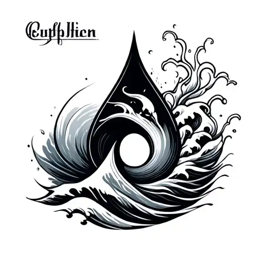 Tear Drop With Ocean Wave In The Ouline Of The Tear Drop