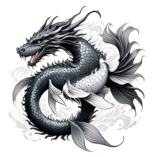 Dragon And Koi Fish