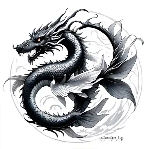 Dragon And Koi Fish