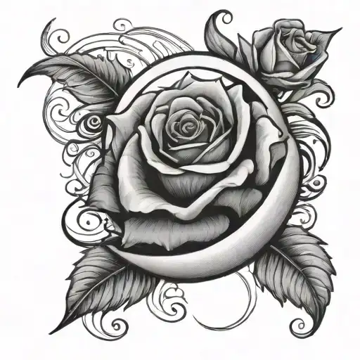 Crescent Moon With Rose