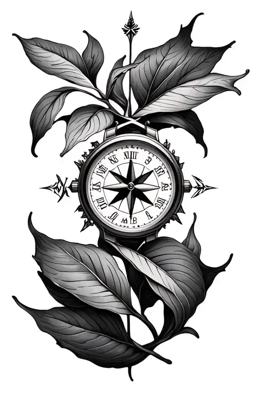 Watch Face Compass Fuchsia Plant Intertwined