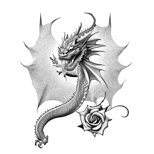 Dragon With Rose In Mouth
