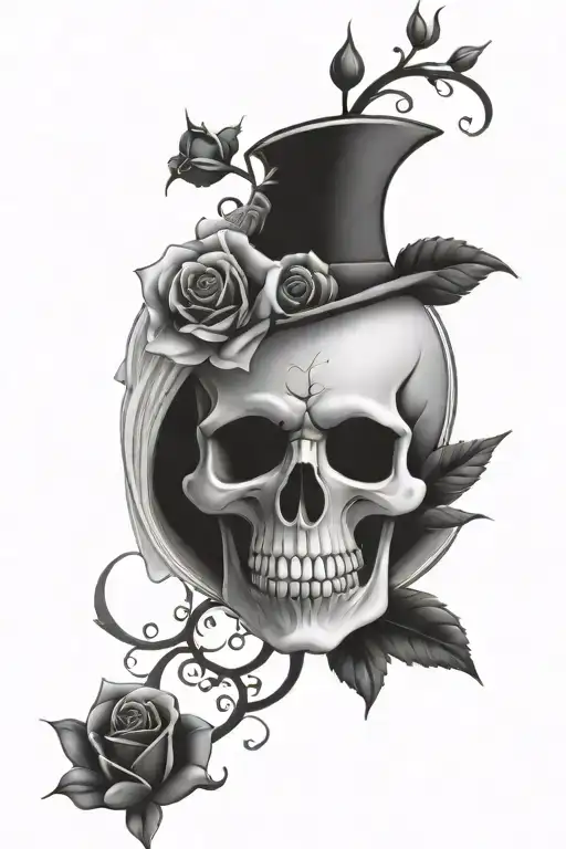 Calavera Et Rose Surrounded