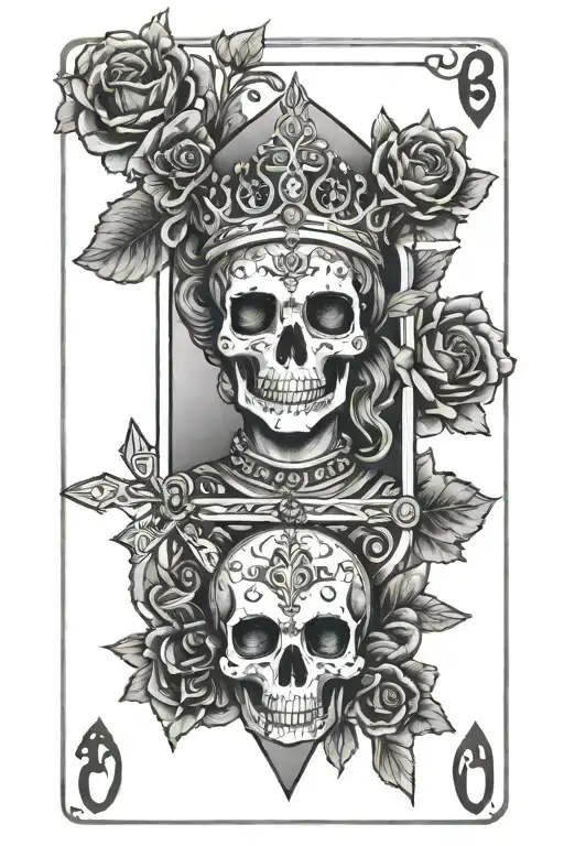 Queen Of Swords Tarot Card With Skull Face