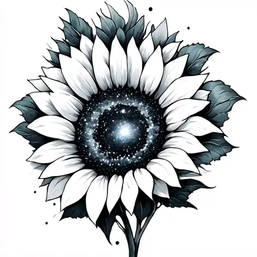 Galaxy And Sunflowers Wrapped