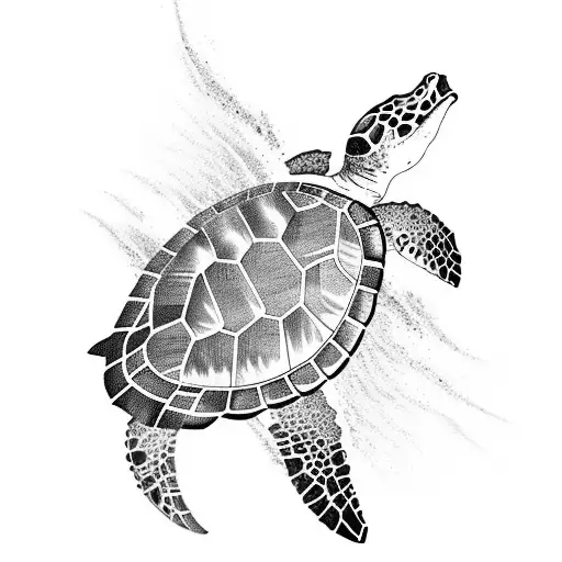 Geometric Waves Incorporating Sea Turtle And Dolphin Silhouettes