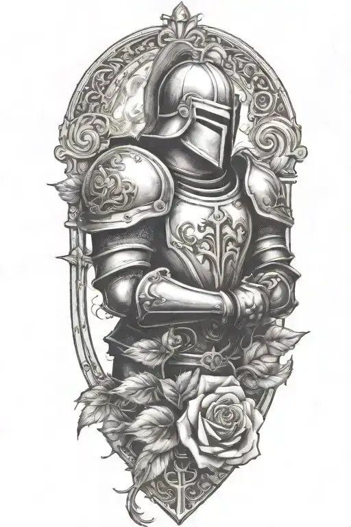 Knight Gaunlet Holding Black Rose