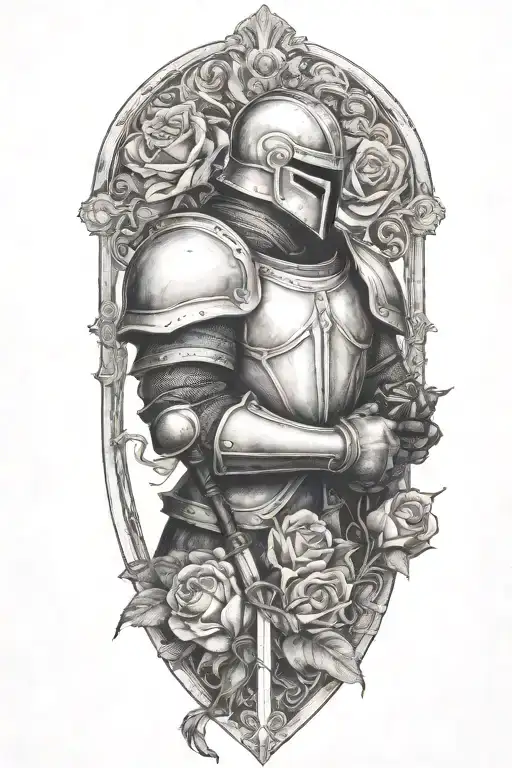 Knight Gaunlet Holding Black Rose