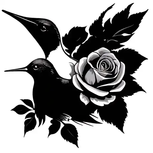 Hummingbird With Rose
