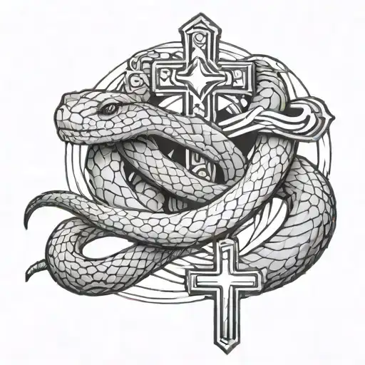 Snake Wrapped Around A Cross