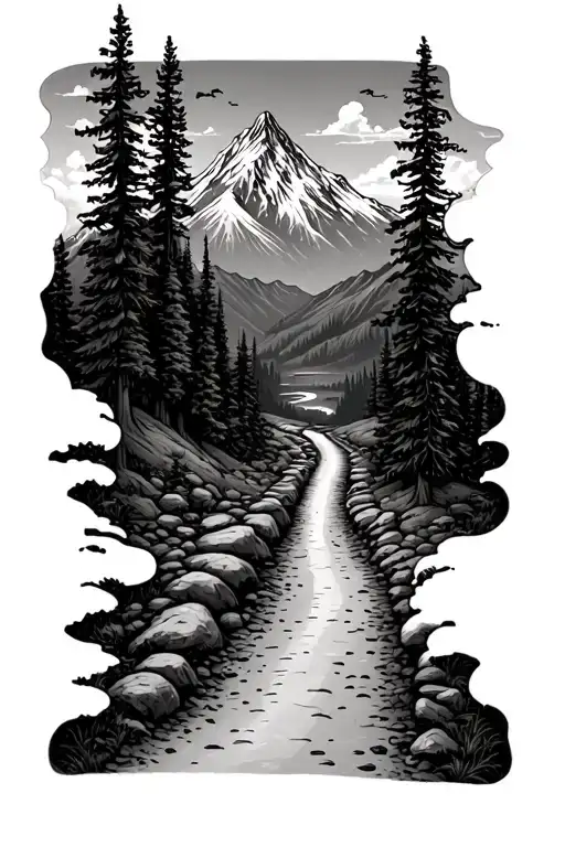 Never Ending Road Leading To A Mountain Landscape