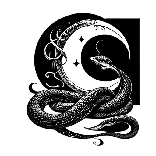 Snake And Crescent Moon