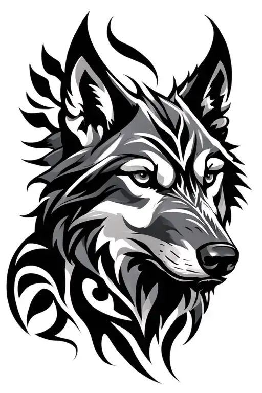 Wolf Head Tribal Design
