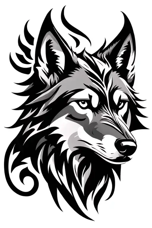 Wolf Head Tribal Design