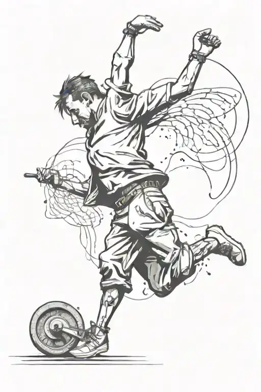 A Banksy Style Guy Doing A Cartwheel