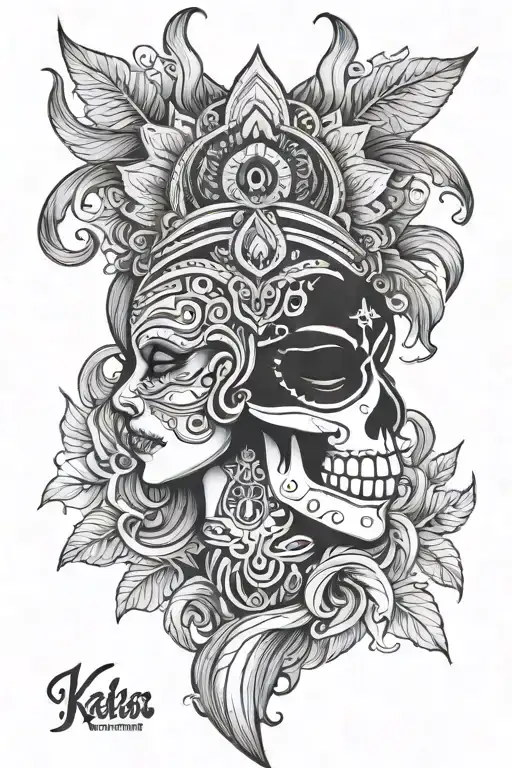 Half Skull And Half Kali Goddess