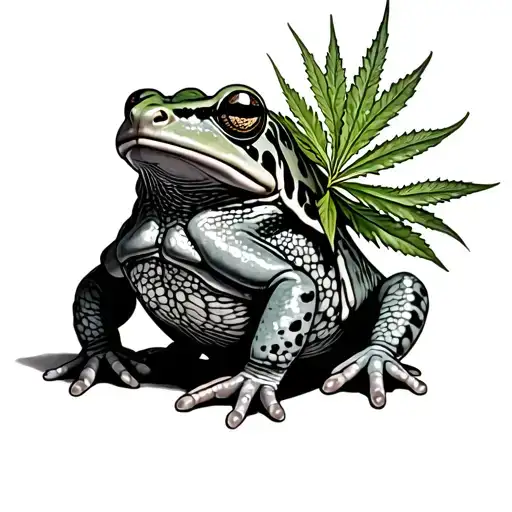 Toad With Weed Plant Growing