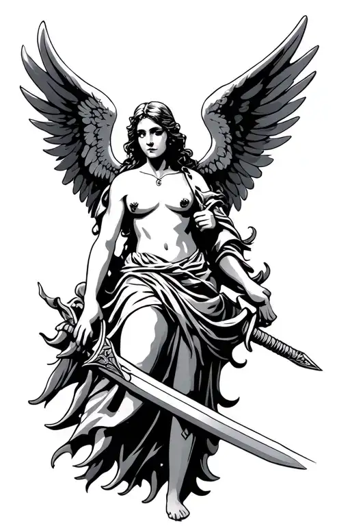 Angel With Wings With Sword