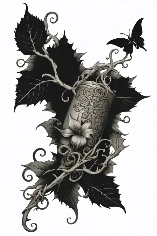 Thorn Vine Wrapped Around Arm With Bible Verse Following It