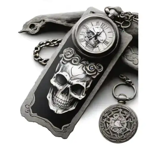 Skull Pocket Watch Surrounded