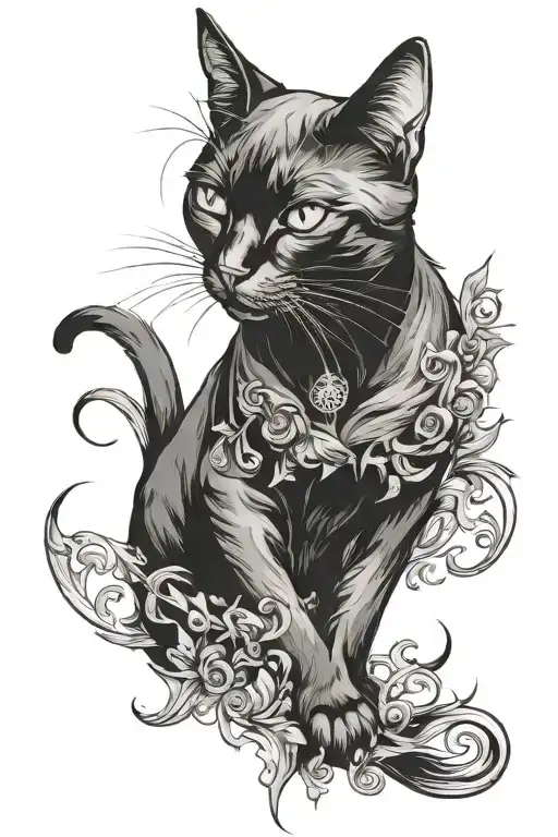 Black Cat Tattoo Design