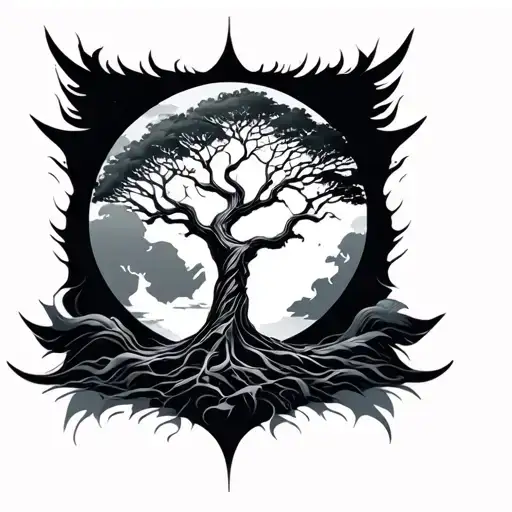 Back Tatto World Tree