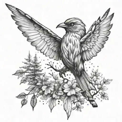 A Fountain Pen That Turns Into A Bird In A Forest