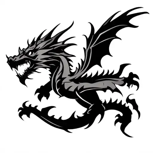 Stencil Of Western Dragon Flying
