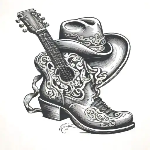 Guitar & Cowboy Boot