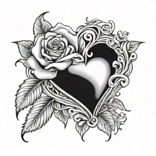 Heart With Rose Behind