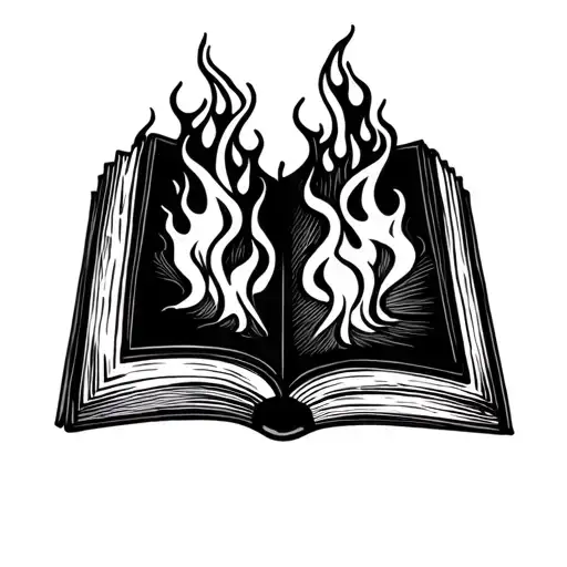 Open Book On Flames