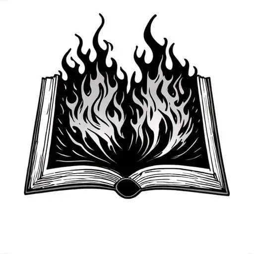 Open Book On Flames