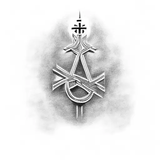 A Christian Symbol With The Words 'Son Come To Me Follow Me'