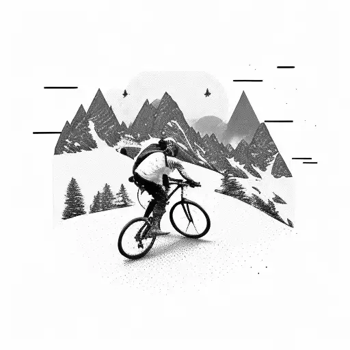 A Mountain Biker Riding Through A Pixelated Landscape