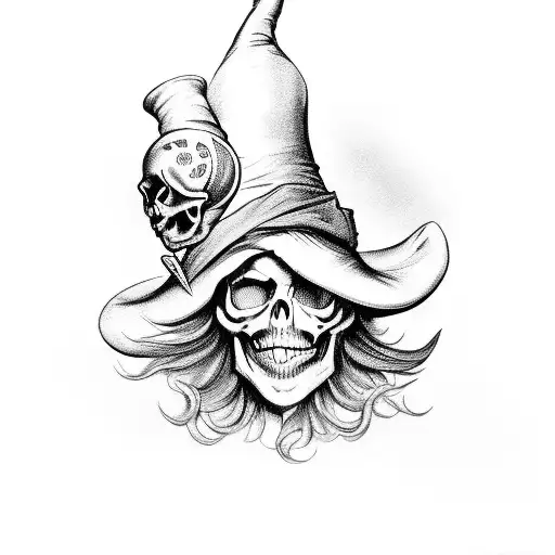 A Whimsical Alice In Wonderland Scene With The Mad Hatter And A Skull