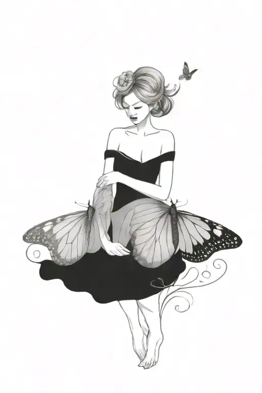 Woman Turning Into A Butterfly