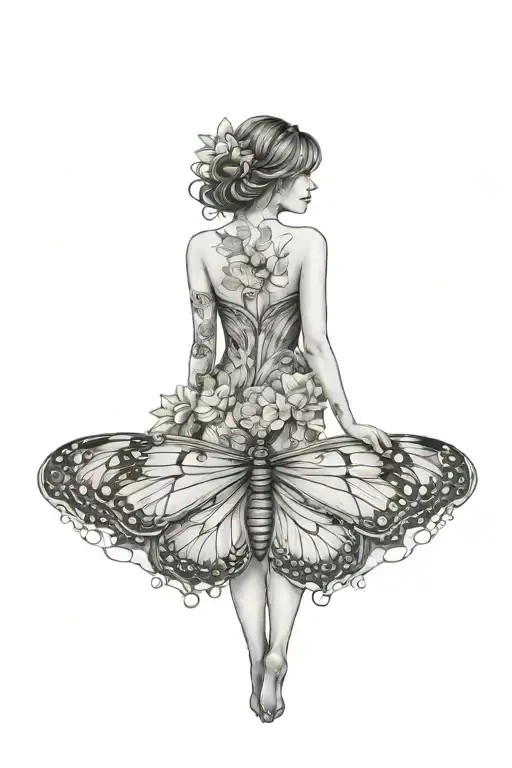 Woman Turning Into A Butterfly