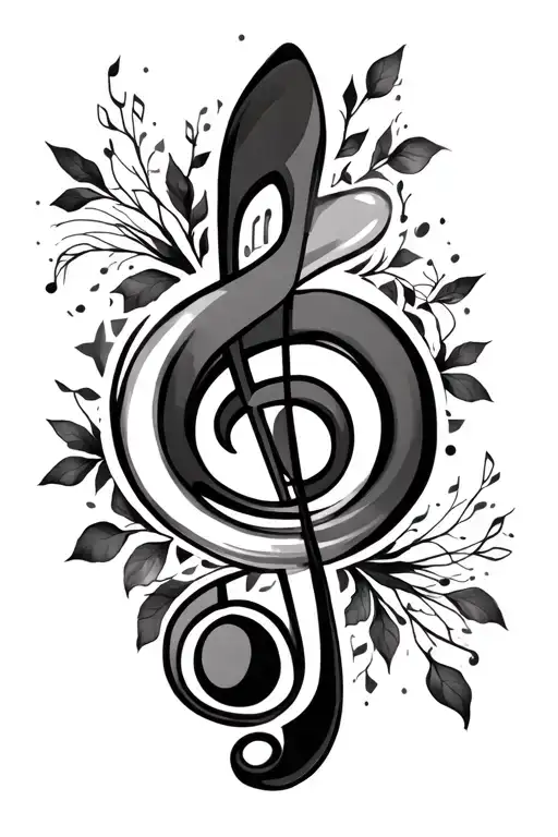 Beautiful Writing With Brush And Musical Note
