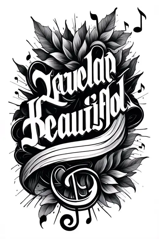 Beautiful Calligraphy Text With Brush And Music Note