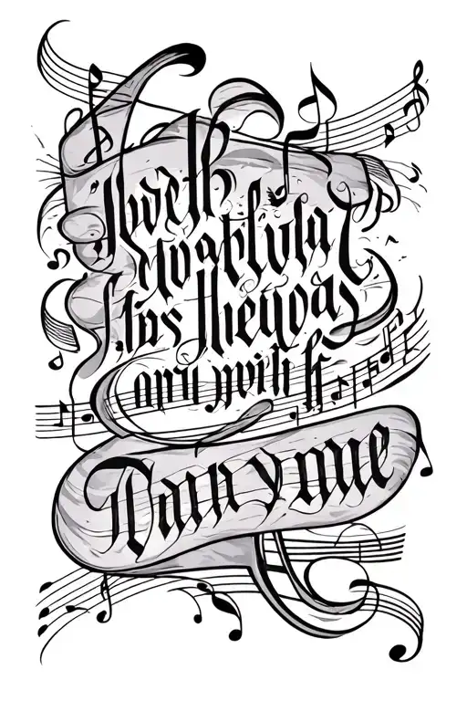 Beautiful Calligraphy Text With Brush And Music Note