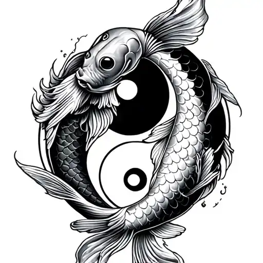 Koi Fish Yin Yang Japanese Style