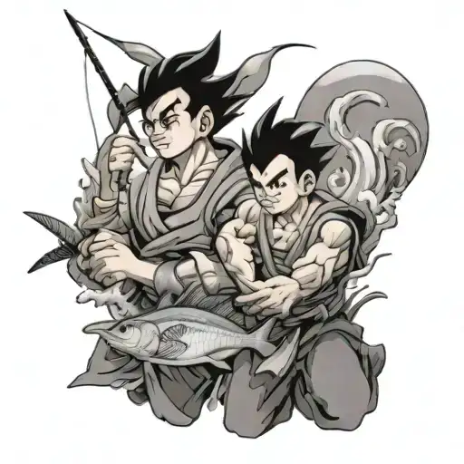 Gohan And Goko Fishing