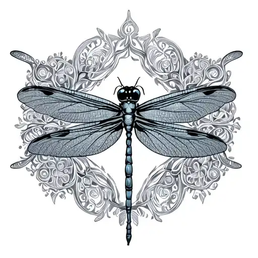 Dragonfly Surrounded By Filigree