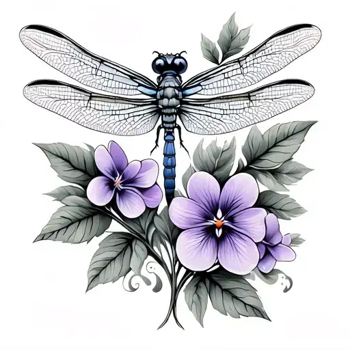 Dragonfly With Violets For Men