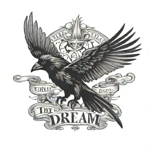 Gothic Crow Flying With The Phrase Dream The Crow Black Dream