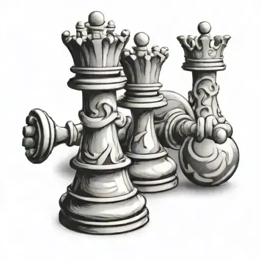 Chess Pieces Forming A Family