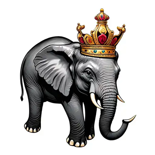 An Elephant With A Crown